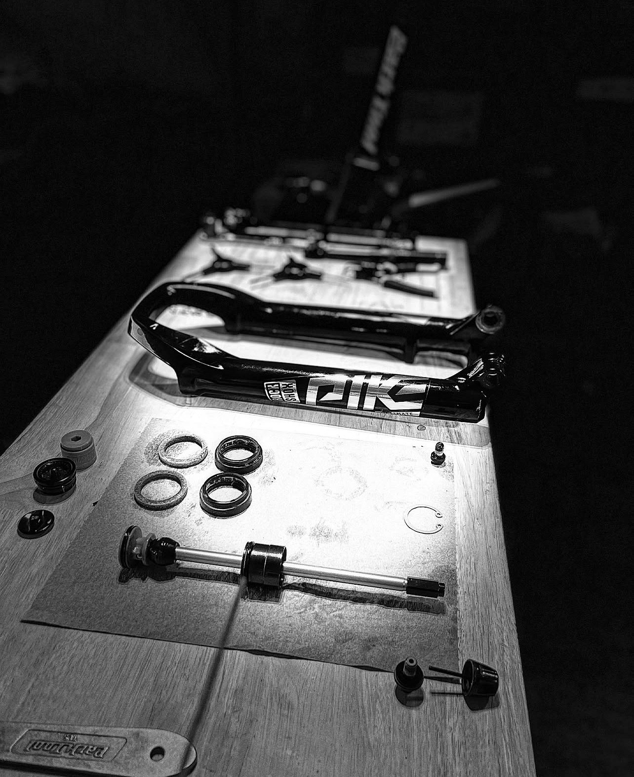 Mountain bike suspension fork service